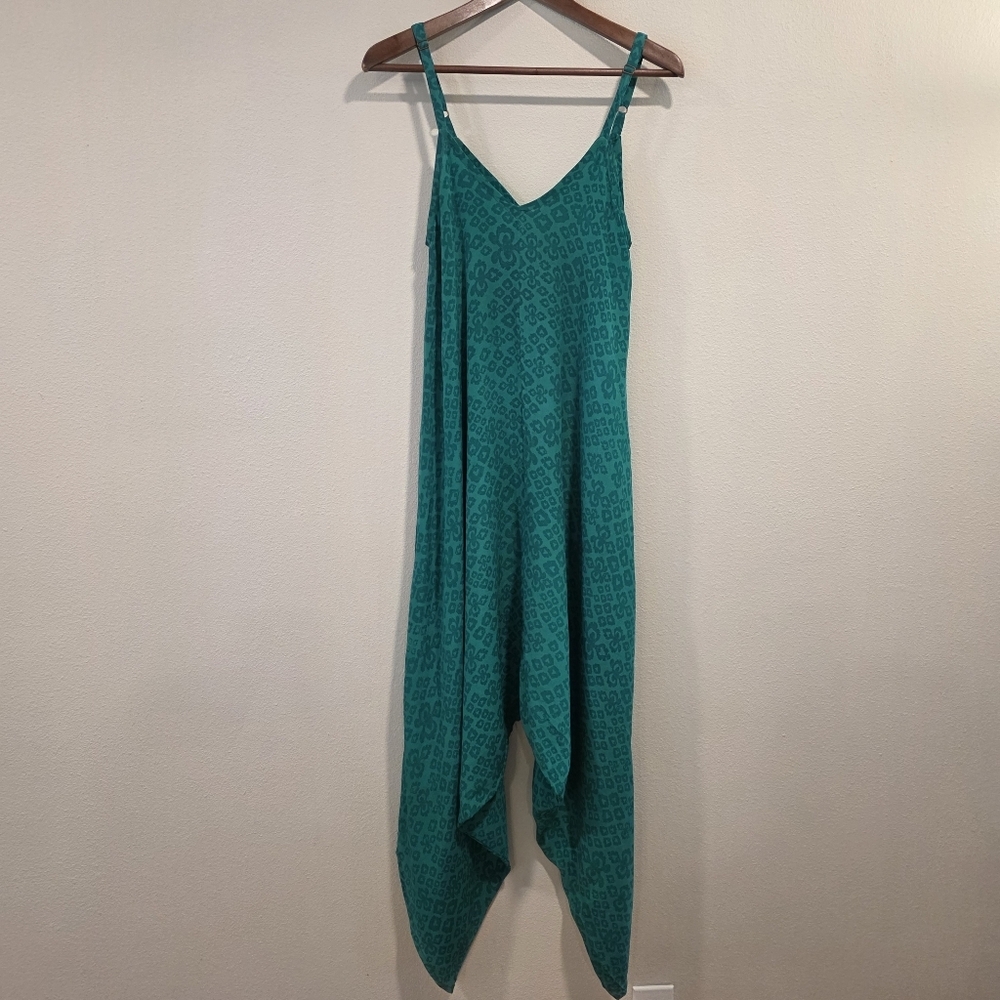 Indie Ella Emerald Green Silk Sleeveless Playsuit Romper Jumpsuit